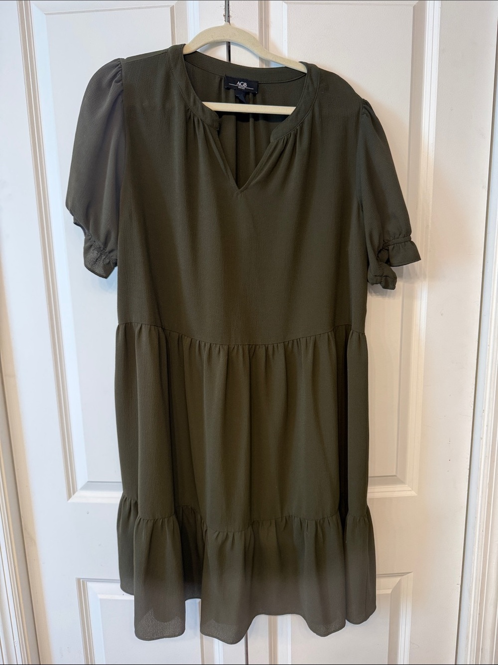 a new day Olive Green Short Sleeve Tiered Tunic Dress